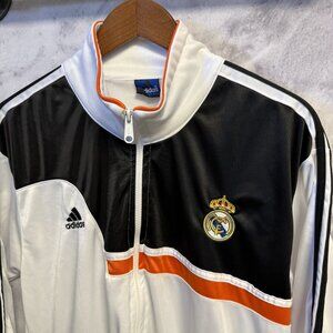 Vintage Adidas Real Madrid Jacket Mens Large White Full Zip Soccer USA